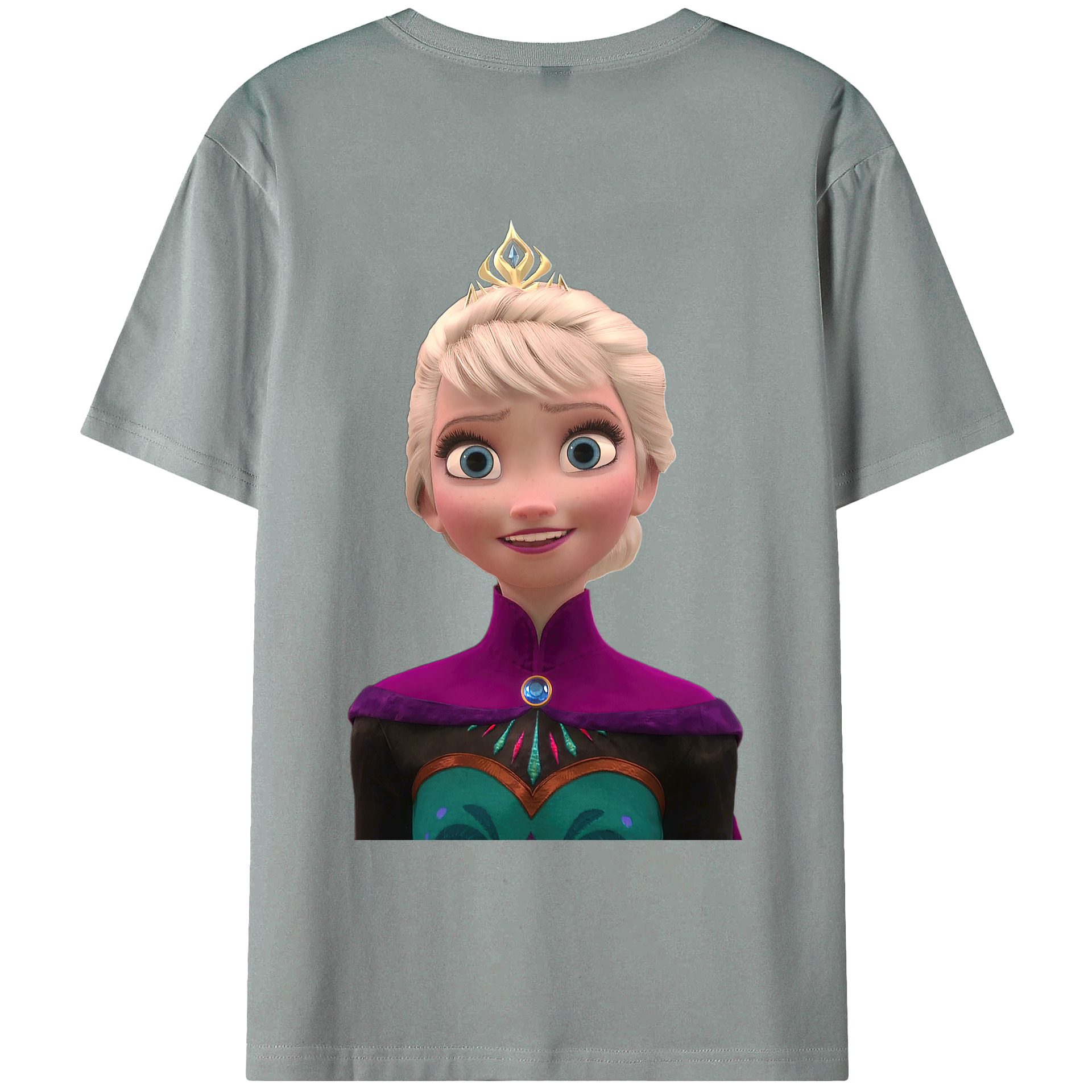 （画像用） アナと雪の女王 アンナ エルサ Frozen Anna Elsa 綿100％ メンズ半袖Tシャツ（バックプリント） 通気性